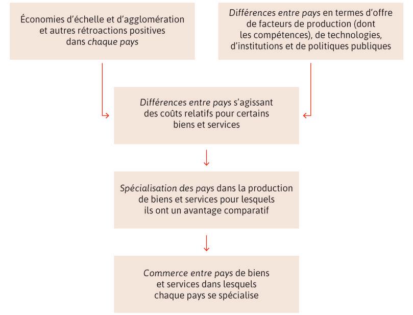 Différences de coûts entre pays, spécialisation et échange